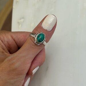 925 Sterling Silver Ring with Turquoise Oval Stone